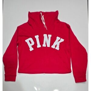 Victoria's Secret PINK‎ Red Cropped Funnel Neck Sweatshirt Pullover Top XS